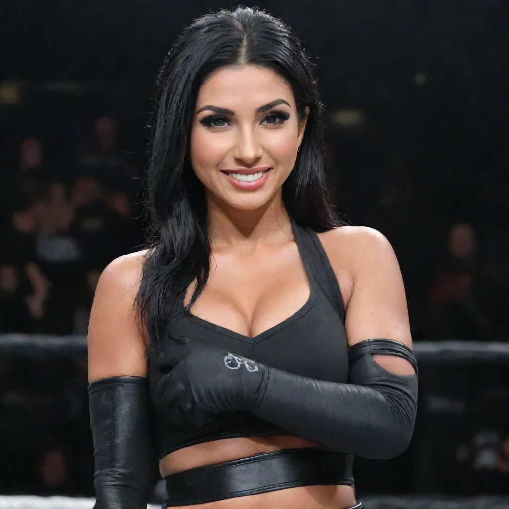 aiartstation art billie kay wwe smiling with black gloves and gun confident engaging wow 3