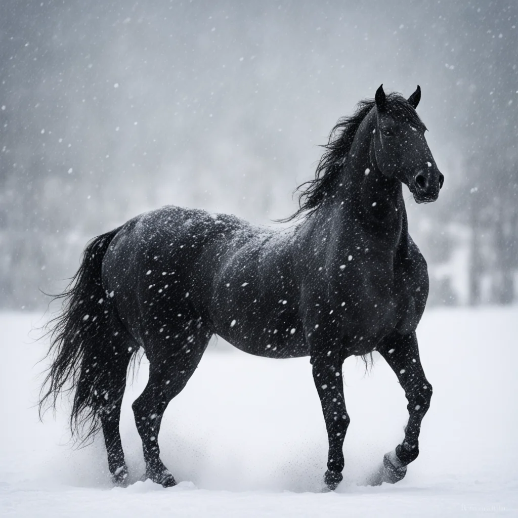 artstation art black horse in blizzard confident engaging wow 3