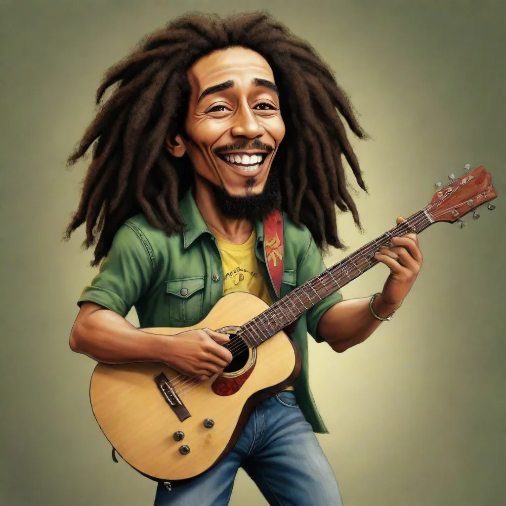 aiartstation art bob marley as cartoon showing a guitar  confident engaging wow 3