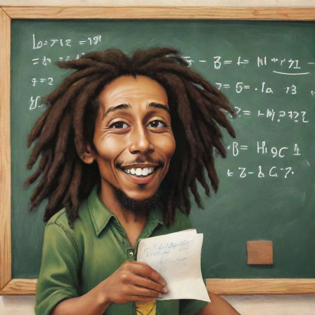 aiartstation art bob marley as cartoon writing math on a school board confident engaging wow 3