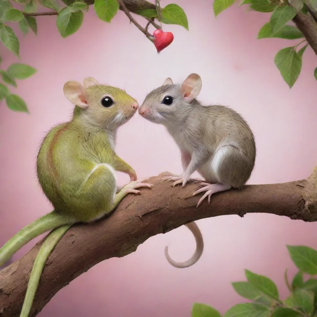 aiartstation art camaleon and rat having a romantic date in a tree confident engaging wow 3