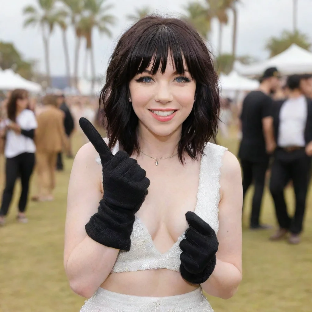 aiartstation art carly rae jepsen at coachella 2022 smiling with black gloves and gun confident engaging wow 3