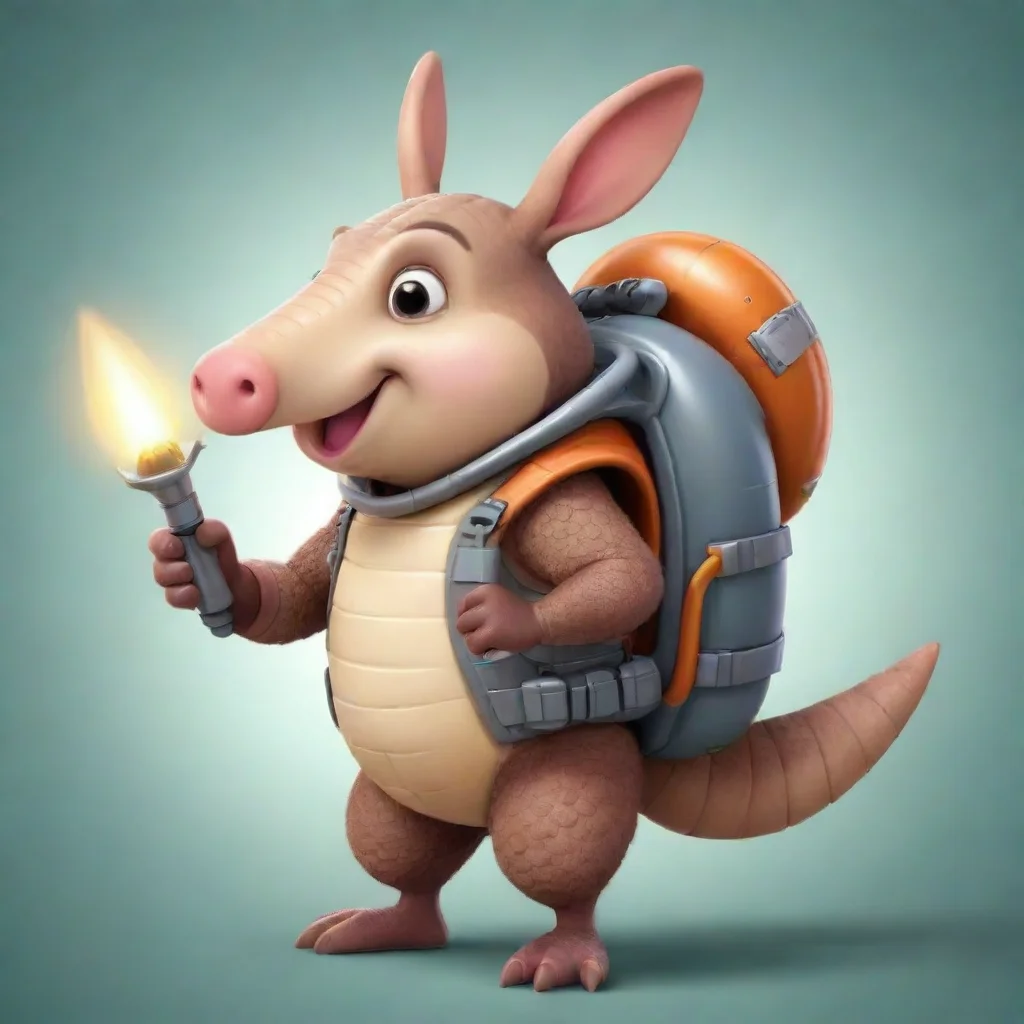 aiartstation art cartoon armadillo wearing a rocket pack confident engaging wow 3
