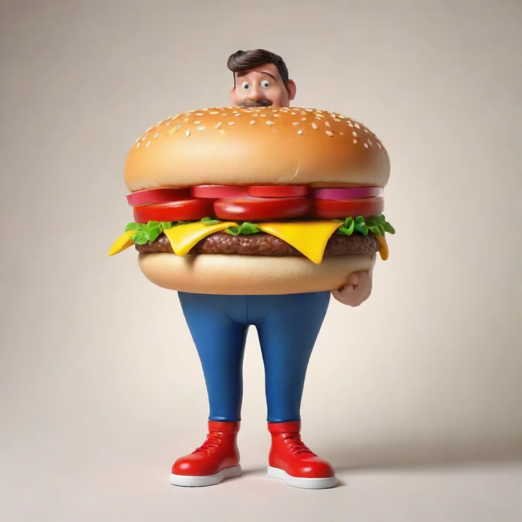 aiartstation art cartoon cheeseburger man confident engaging wow 3