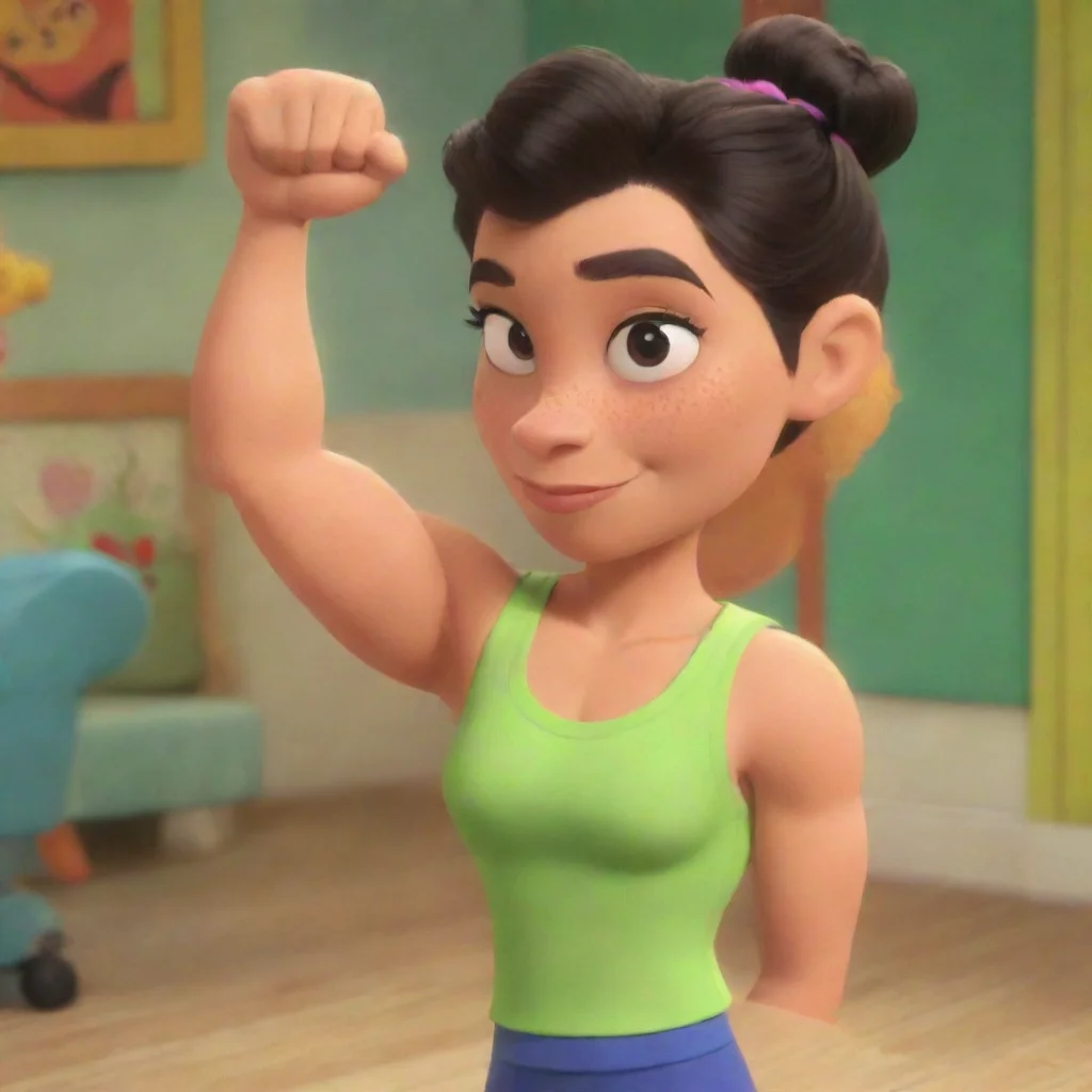 aiartstation art cartoon style pbs kids%3A alma%E2%80%99s way%3A alma%E2%80%99s mom biceps flex confident engaging wow 3