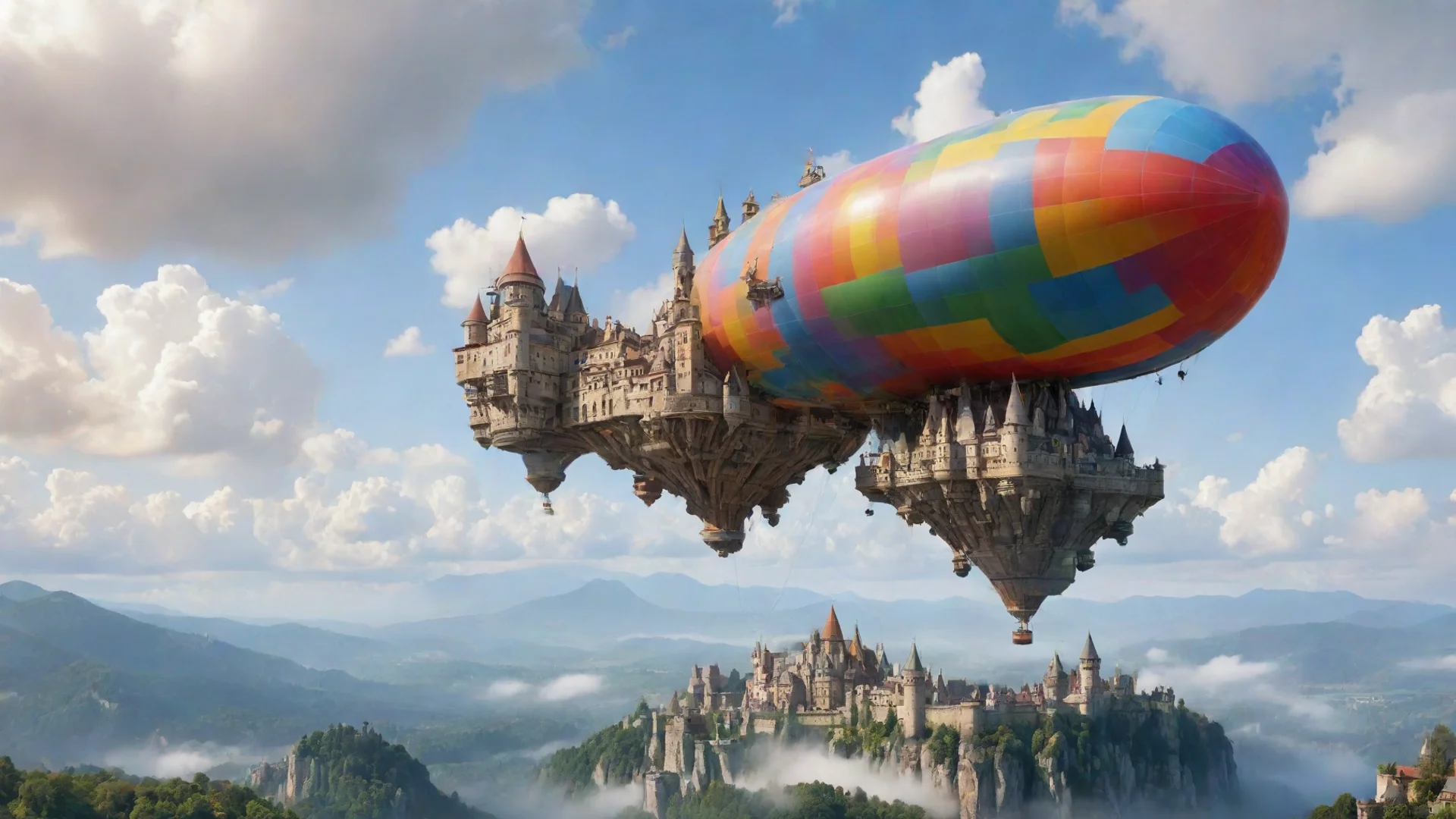 artstation art castle in sky amazing awesome architectural masterpiece wow hd colorful world floating blimp confident engaging wow 3 wide