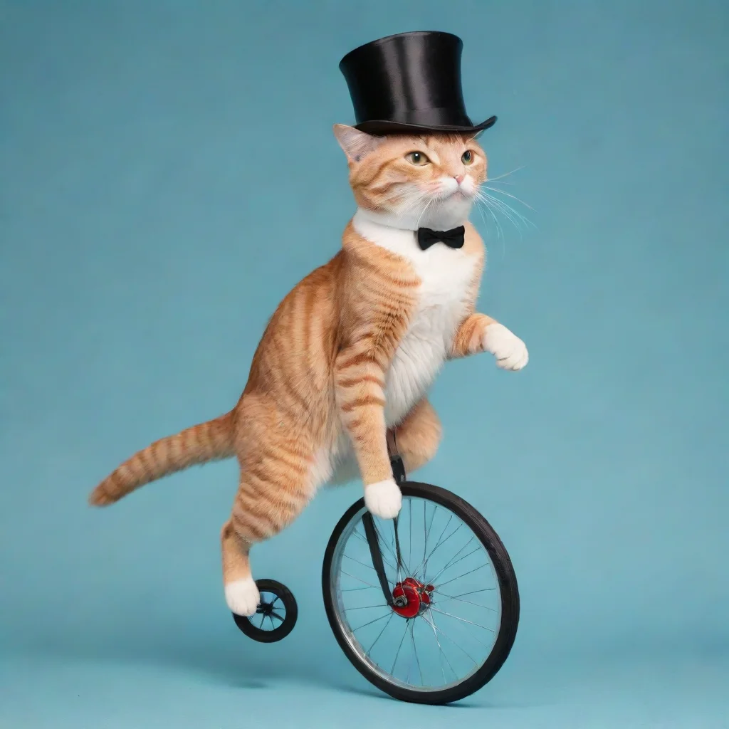 aiartstation art cat riding a unicycle in the style of calvin coolidge confident engaging wow 3