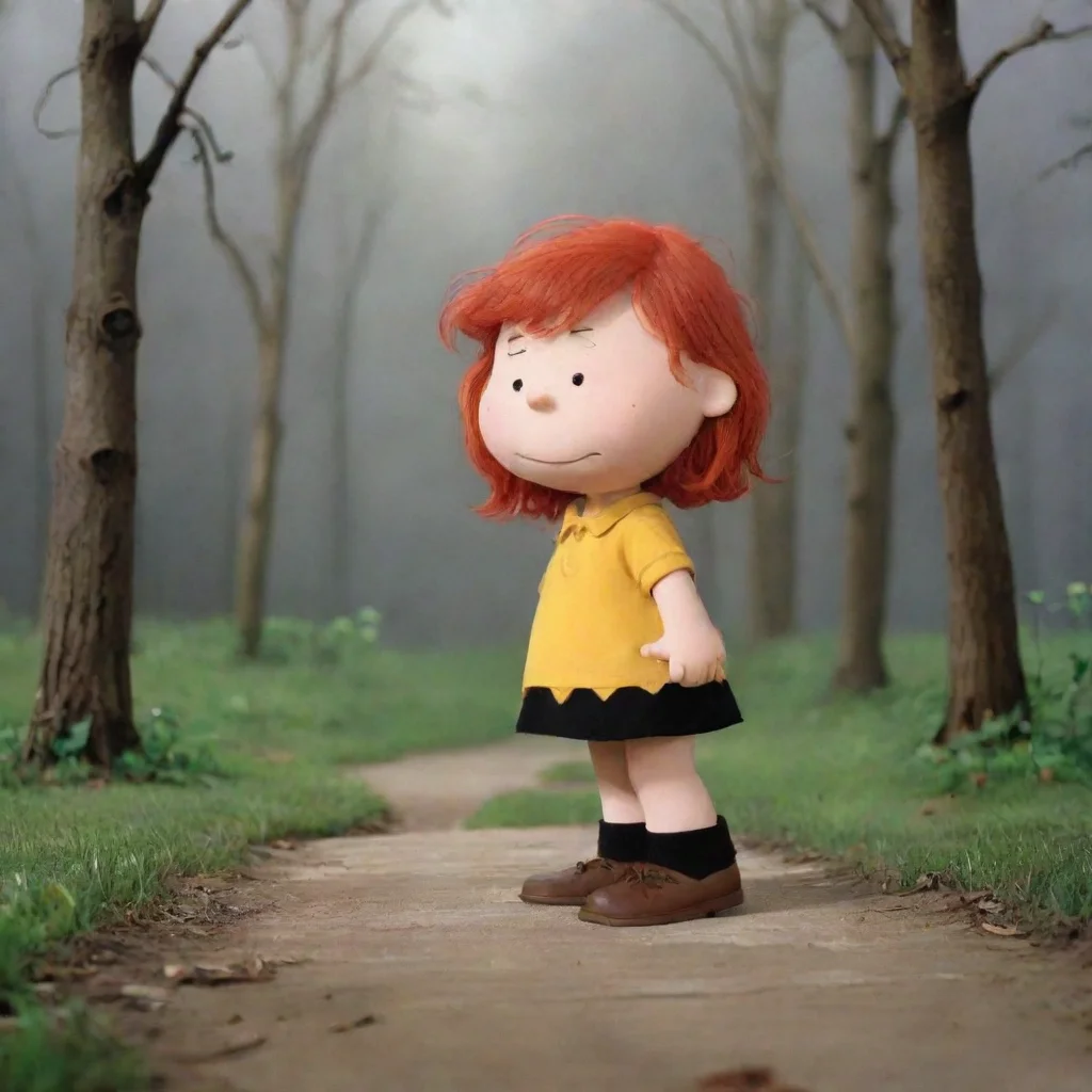 aiartstation art charlie brown little red haired girl holding hands confident engaging wow 3