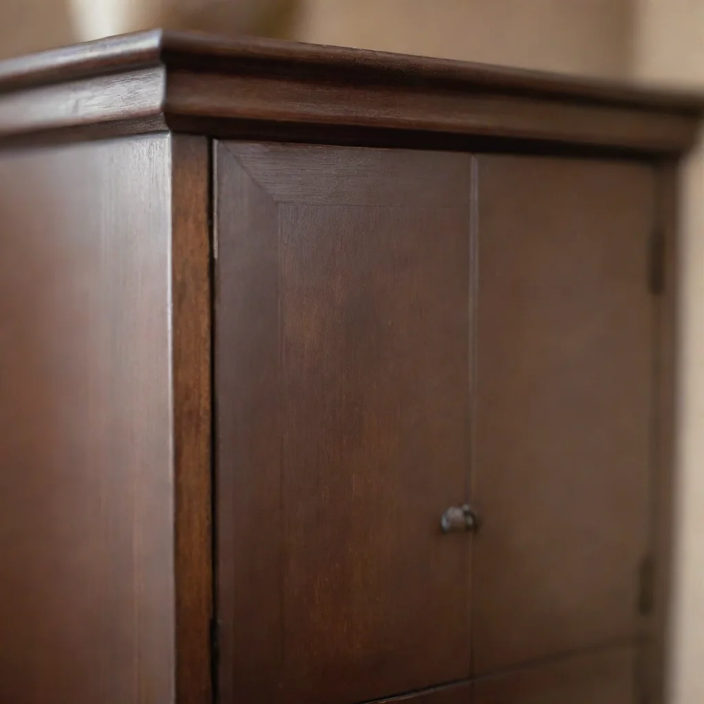 aiartstation art close up of a lightly decorated wooden cabinet dark brown%2C blurred at the edge confident engaging wow 3