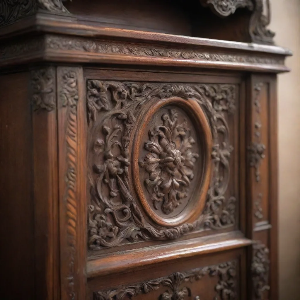aiartstation art close up of an ornate wooden cabinet%2C old dark brown%2C blurred at the edge confident engaging wow 3