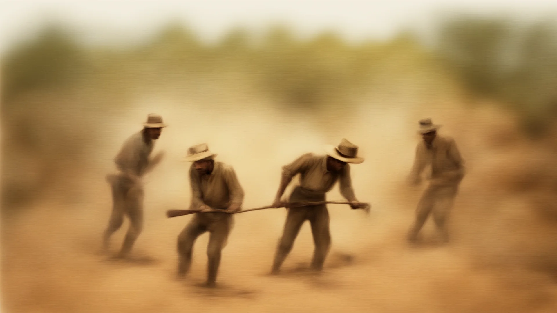 artstation art color sketch of two 19th century australian prospecters striking gold in the outback confident engaging wow 3 wide