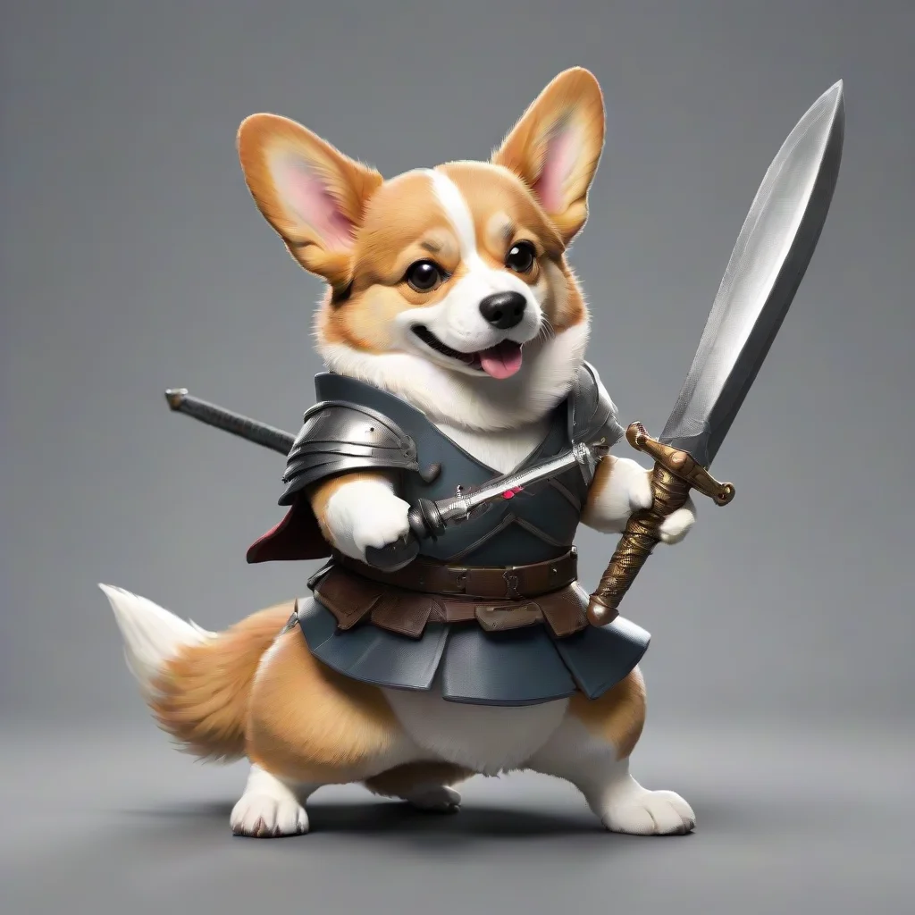 aiartstation art corgi holding swords for battle confident engaging wow 3