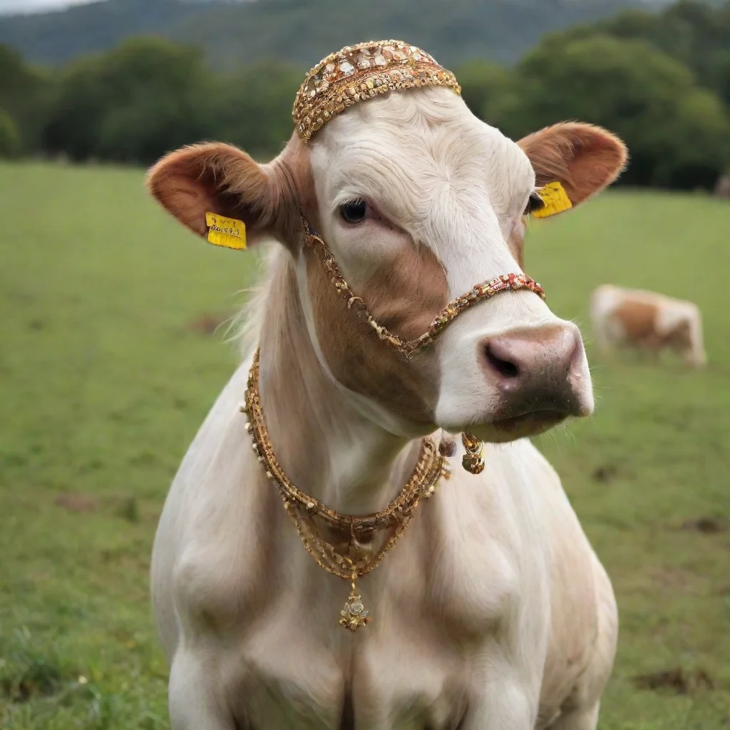 artstation art cow wearing jewellery  confident engaging wow 3