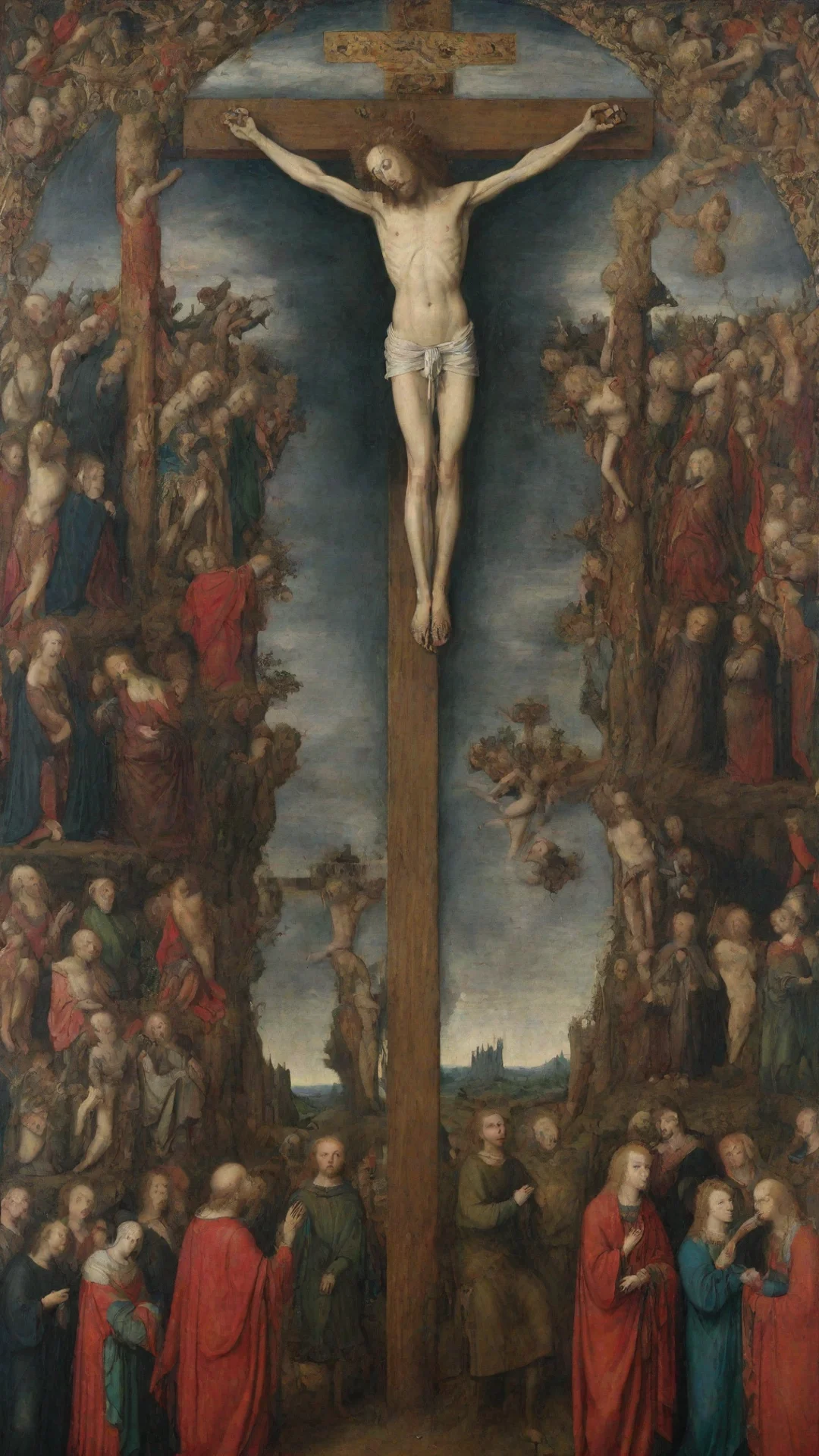 artstation art crucifixion and last judgement by jan van eyck confident engaging wow 3 tall
