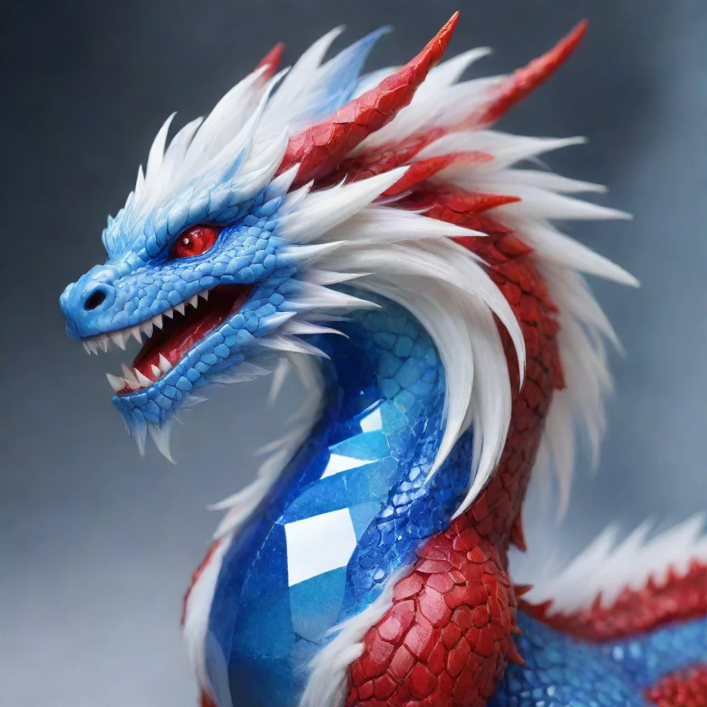 aiartstation art crystal dragon%2C blue and red%2C white hair confident engaging wow 3