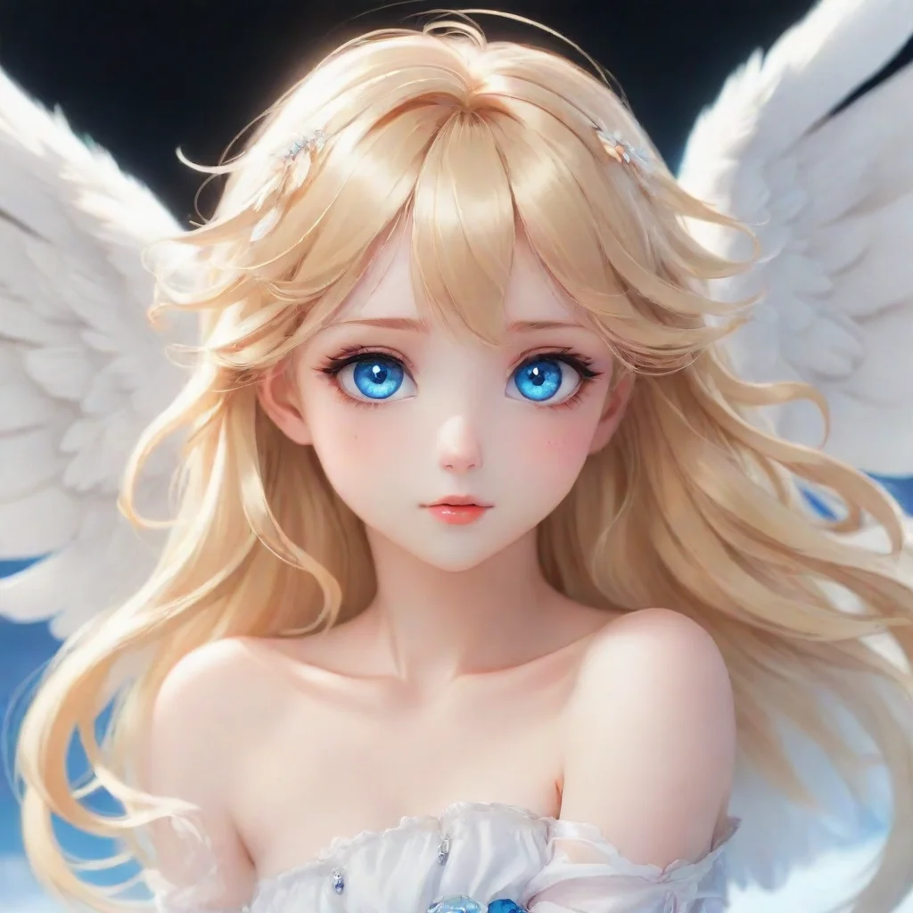 aiartstation art cute anime blonde angel with blue eyes. confident engaging wow 3