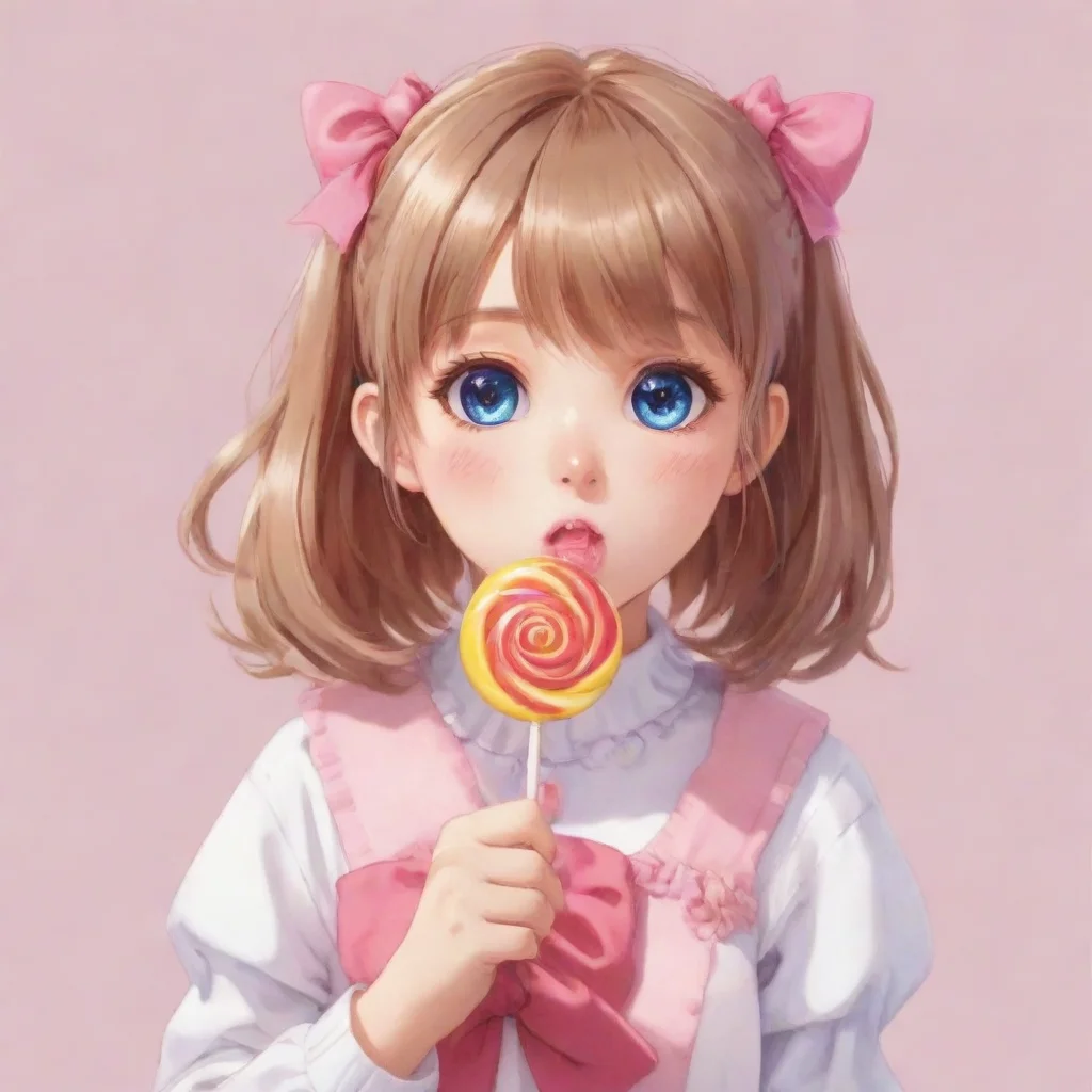 artstation art cute anime girl holding a lolipop confident engaging wow 3