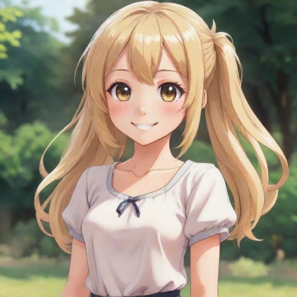 artstation art cute blonde anime girl smiling standing confident engaging wow 3