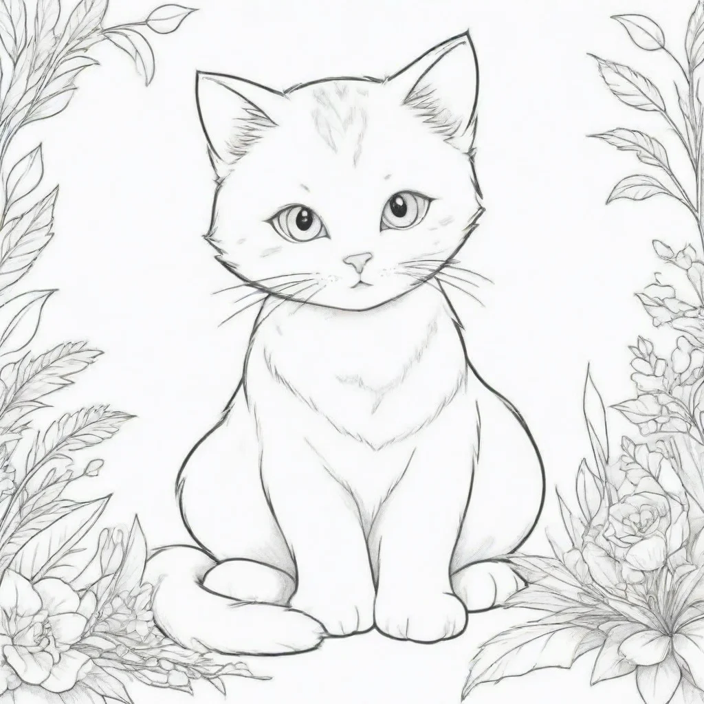 aiartstation art cute cat %2C coloring page confident engaging wow 3
