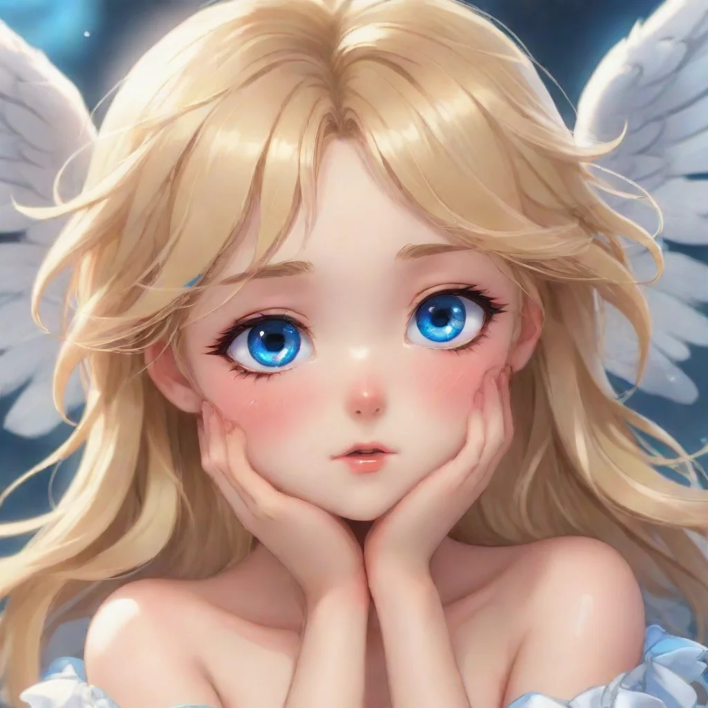 aiartstation art cute crying blonde anime angel with blue eyes confident engaging wow 3