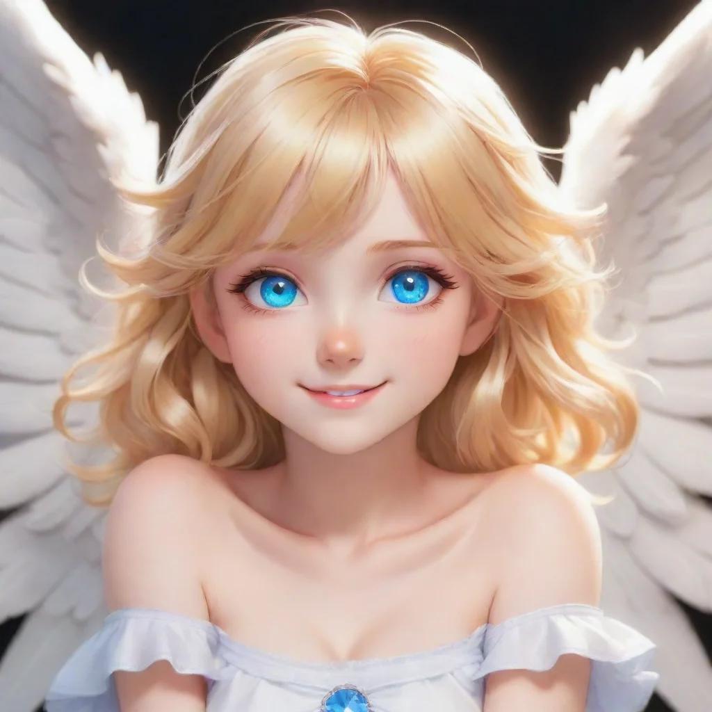 aiartstation art cute smiling blonde anime angel with blue eyes confident engaging wow 3