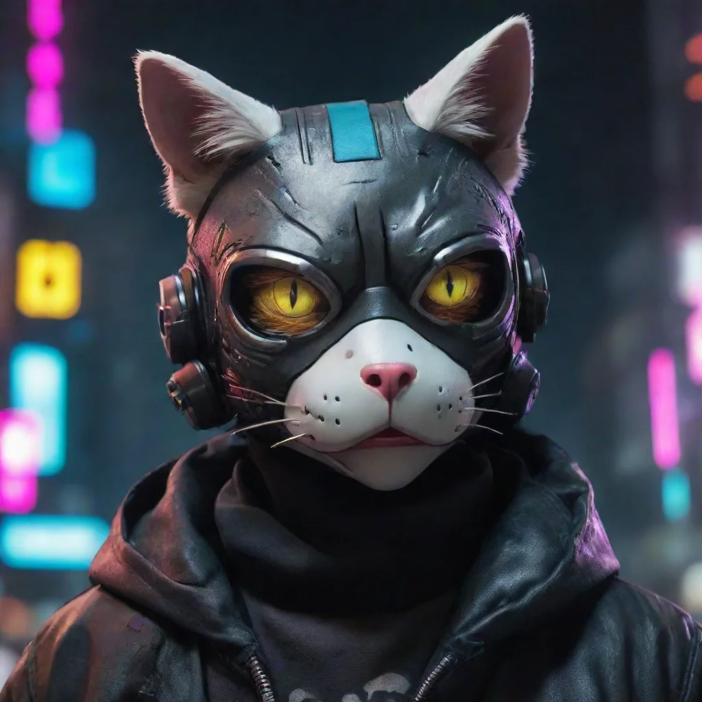 artstation art cyberpunk cat with duck mouth mask confident engaging wow 3