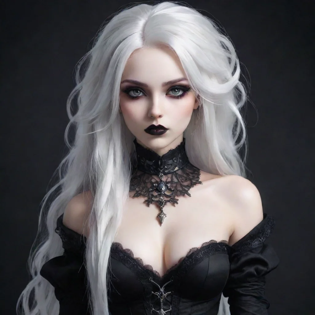 aiartstation art digital art seductive%2C white hair%2C goddess%2C goth outfit confident engaging wow 3