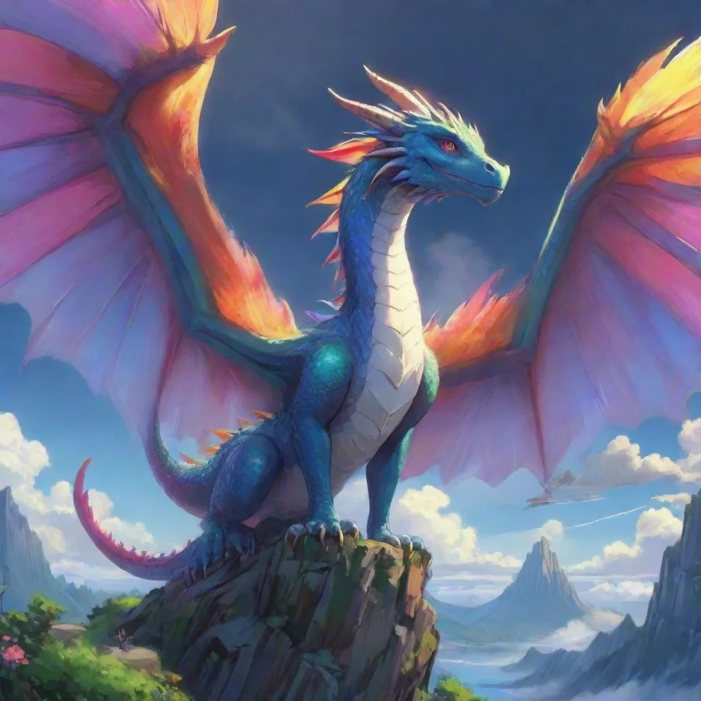 artstation art dragon colorful wings ghibli anime beautiful majestic hd aesthetic best quality artstation confident engaging wow 3