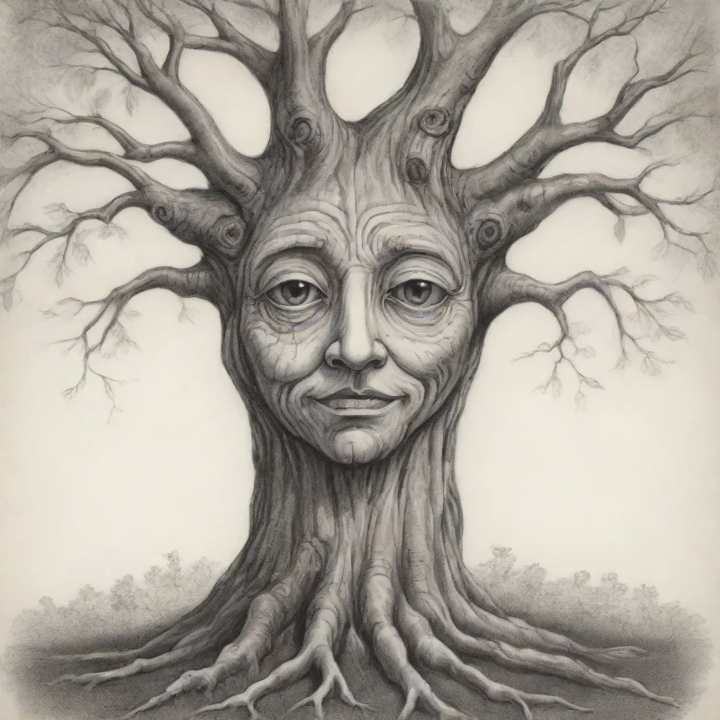 aiartstation art drawing of whimsical old tree with a face confident engaging wow 3