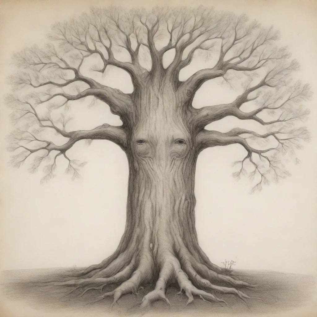 artstation art drawing of whimsical old tree with a subtle face confident engaging wow 3