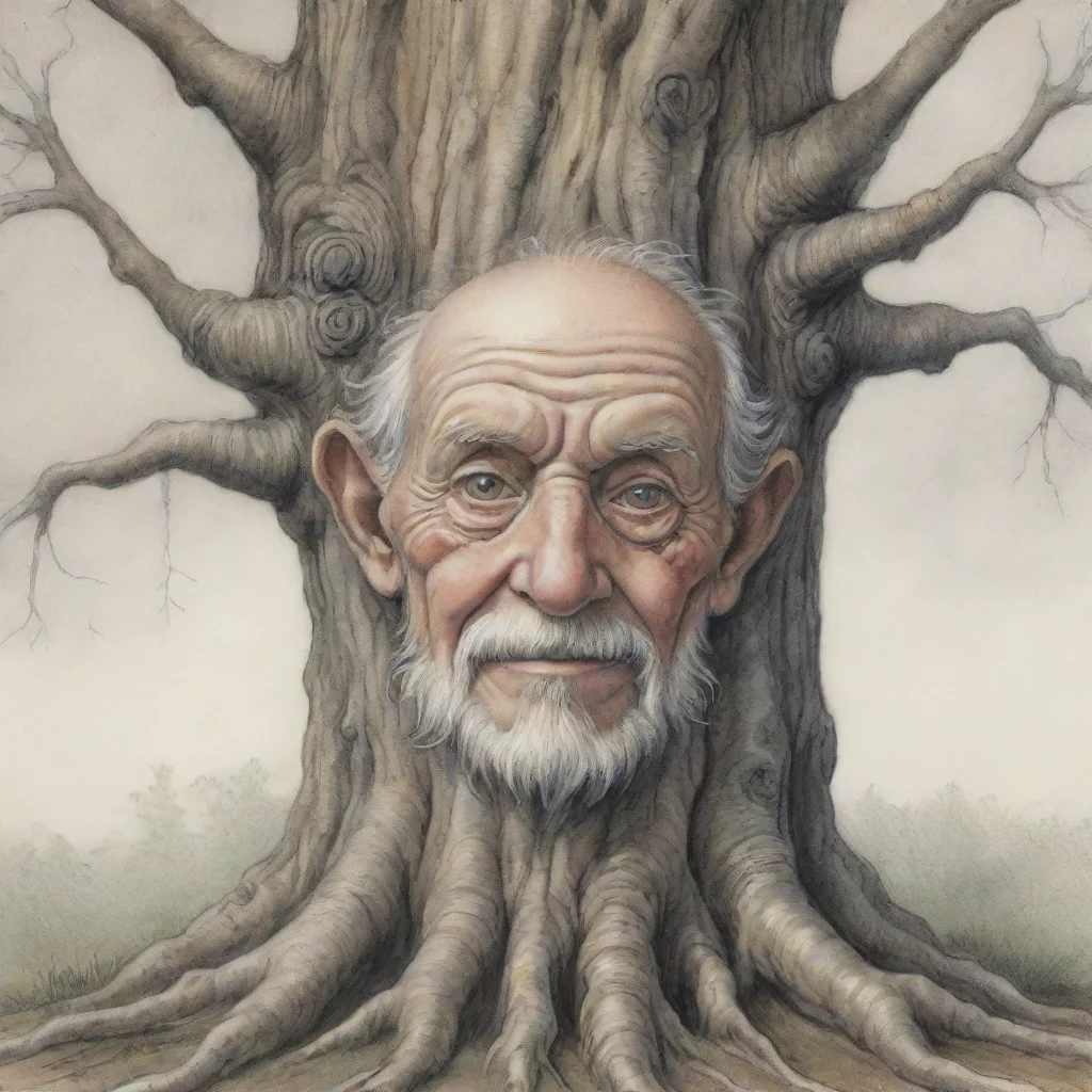 aiartstation art drawing of whimsical old tree with old man%27s face confident engaging wow 3