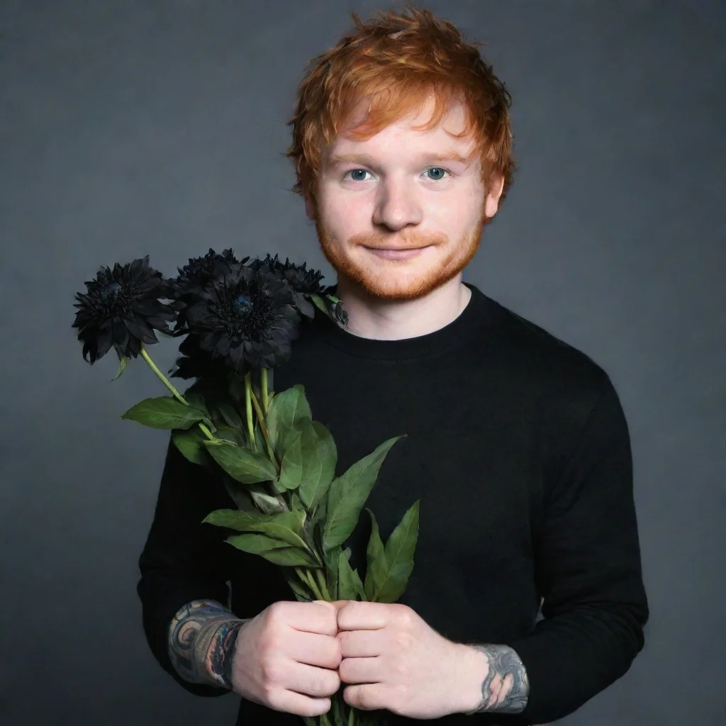aiartstation art ed sheeran holding black flowers confident engaging wow 3