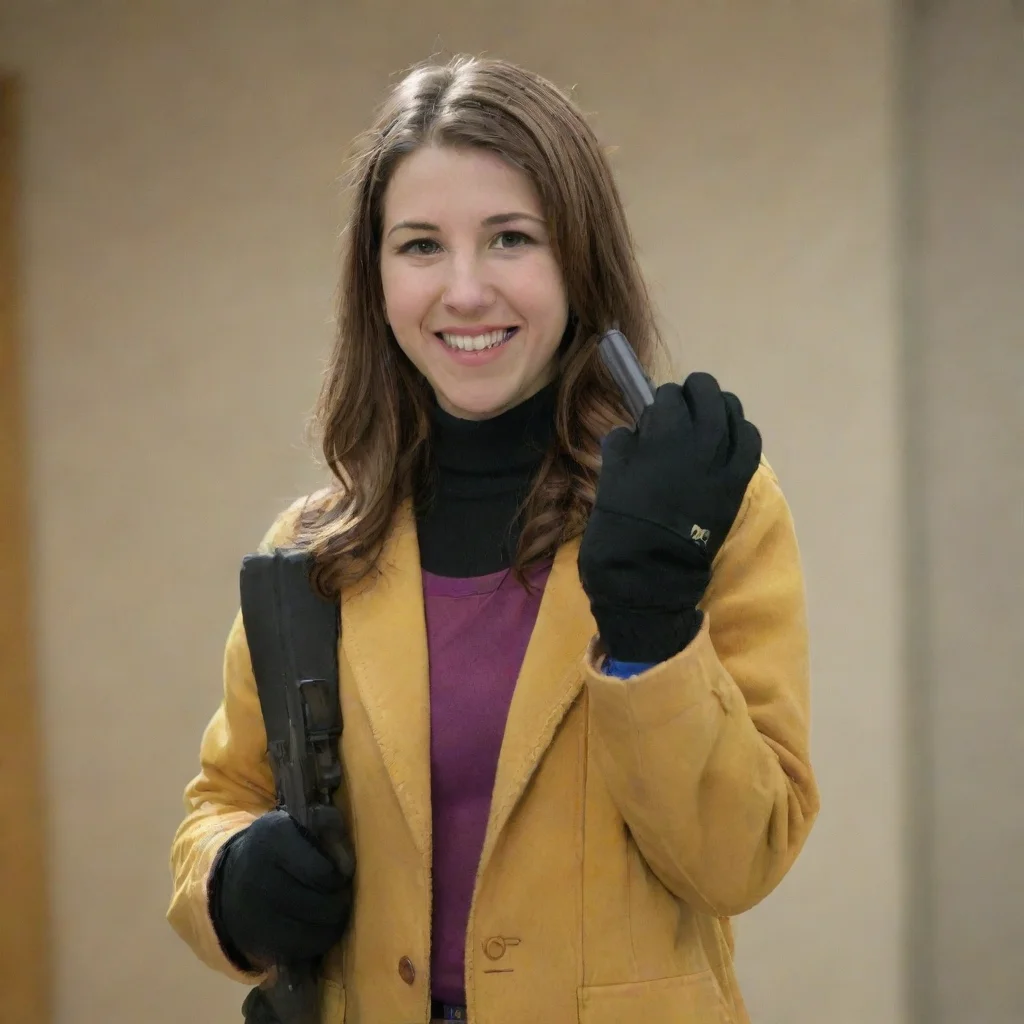 artstation art eden sher as sue heck from the middle smiling with black gloves and gun  confident engaging wow 3