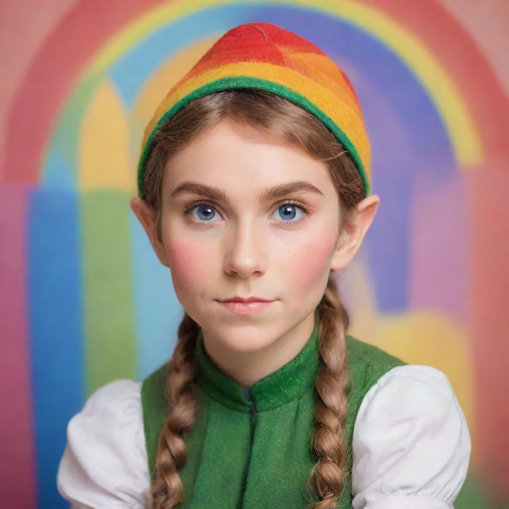 aiartstation art elf portrait against rainbow backdrop confident engaging wow 3
