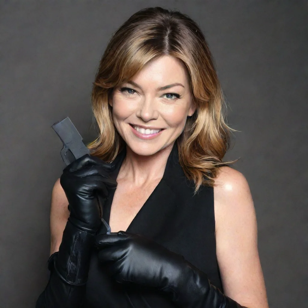 aiartstation art ellen pompeo smiling with black gloves and gun confident engaging wow 3