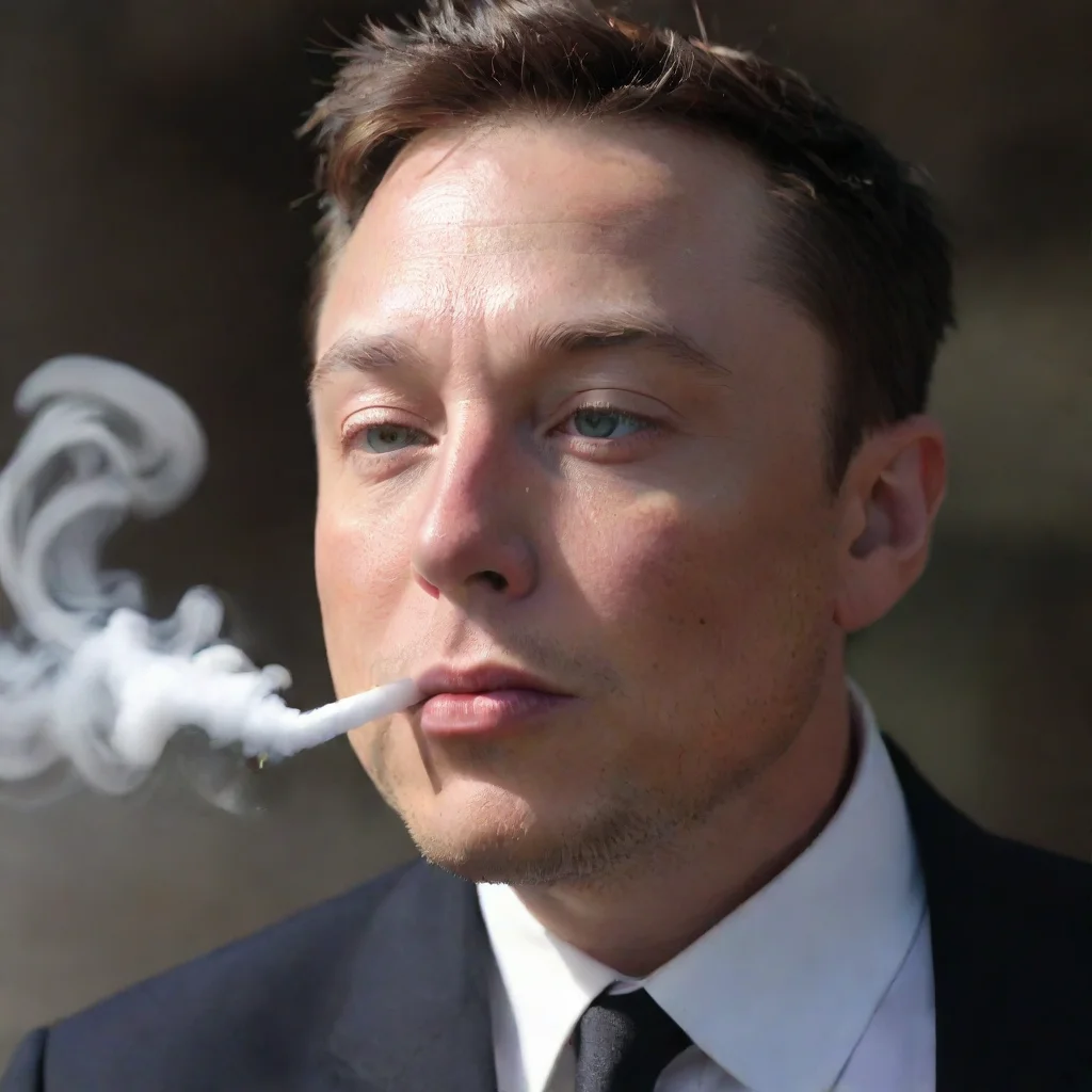 artstation art elon must blowing smoke cloud hd epic colorfull zoom in close up eyes clear confident engaging wow 3