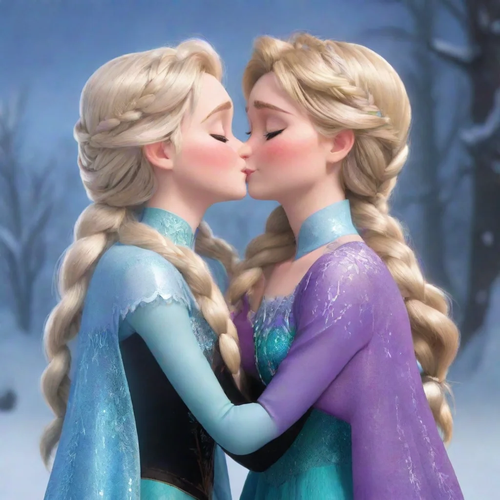 aiartstation art elsa and anna from frozen kissing  confident engaging wow 3