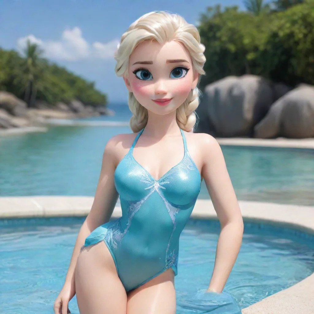 aiartstation art elsa wearing swimsuit  confident engaging wow 3