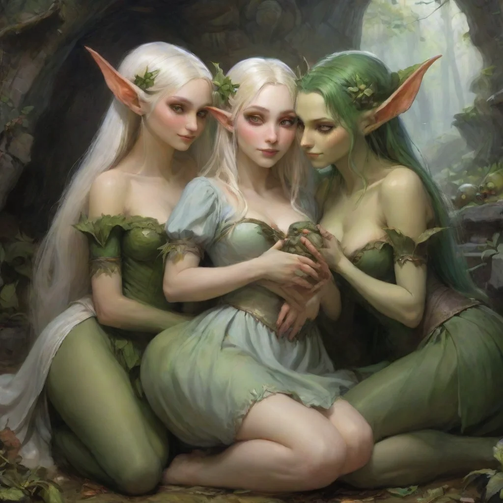 aiartstation art elven maids cuddle with goblins confident engaging wow 3