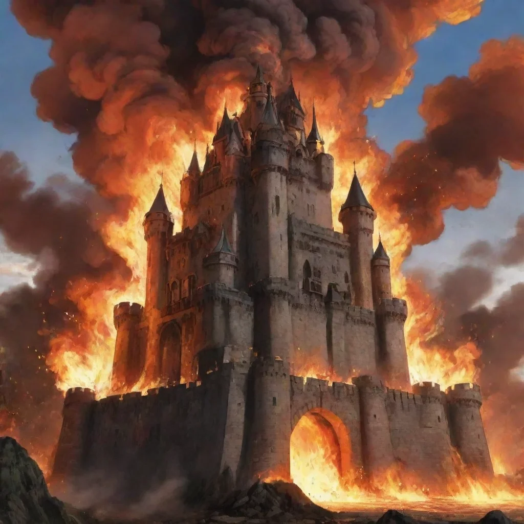 artstation art epic castle on fire anime  confident engaging wow 3