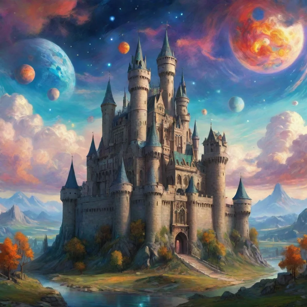aiartstation art epic castle with colorful artistic sky planets van gogh style detailed hd asthetic castle confident engaging wow 3 