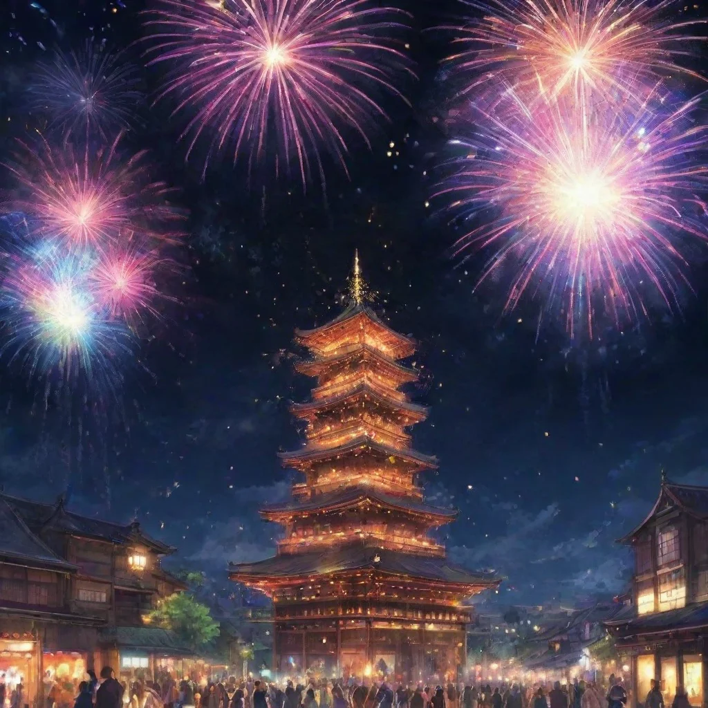 artstation art epic lovely artistic fireworks in the night anime wonderful detailed asthetic confident engaging wow 3