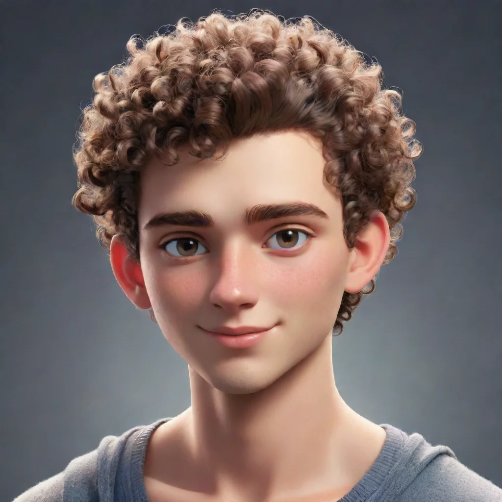 aiartstation art epic male character curly shaved hair good looking guy clear clarity detail cosy realistic cartoon shaved hair shaved side cool confident engaging wow 3