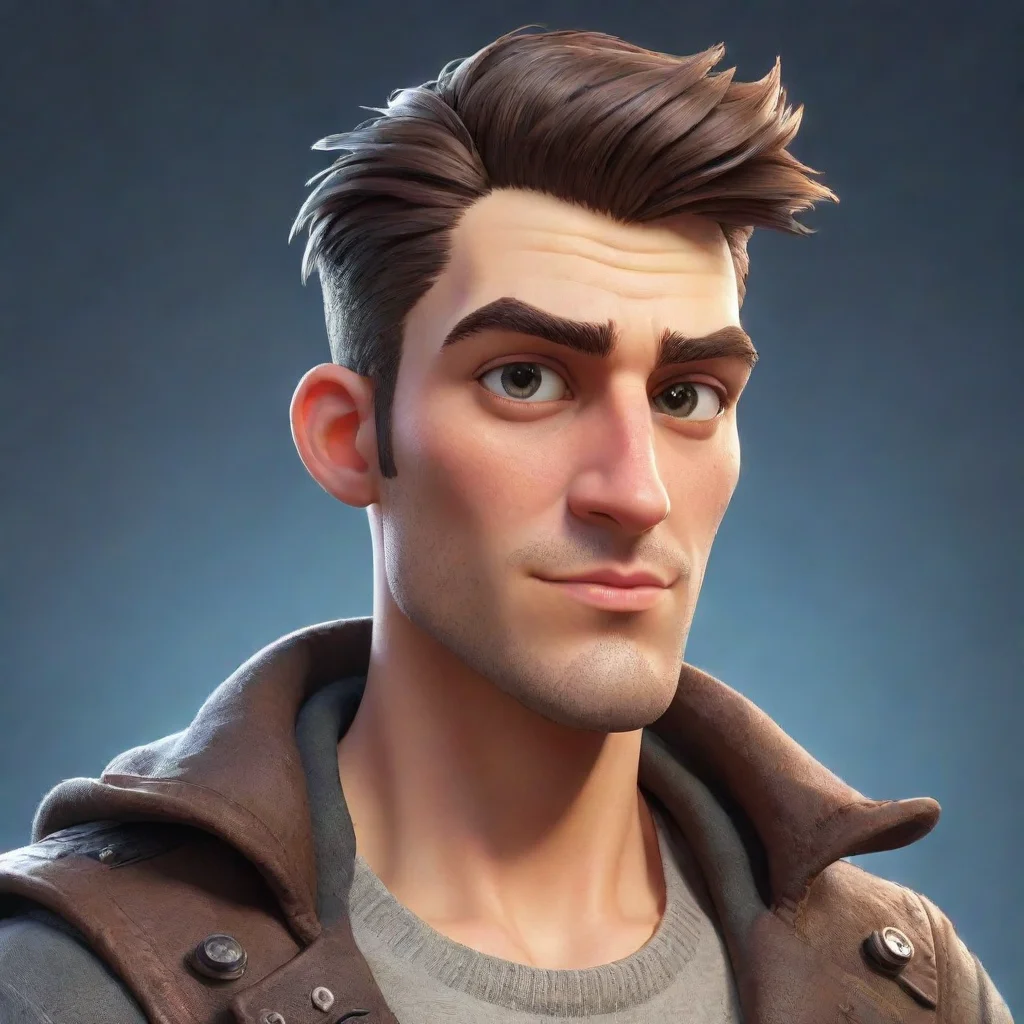 artstation art epic male character stampunk good looking guy clear clarity detail cosy realistic cartoon  confident engaging wow 3