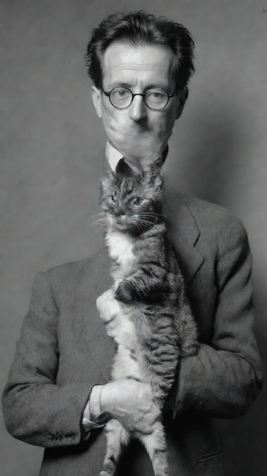 aiartstation art erwin schrodinger  holding a cat confident engaging wow 3 tall