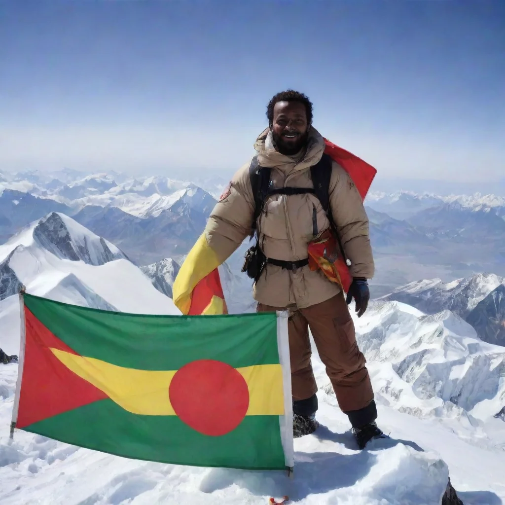 aiartstation art ethiopian on top of mount everest with a japanese flag confident engaging wow 3