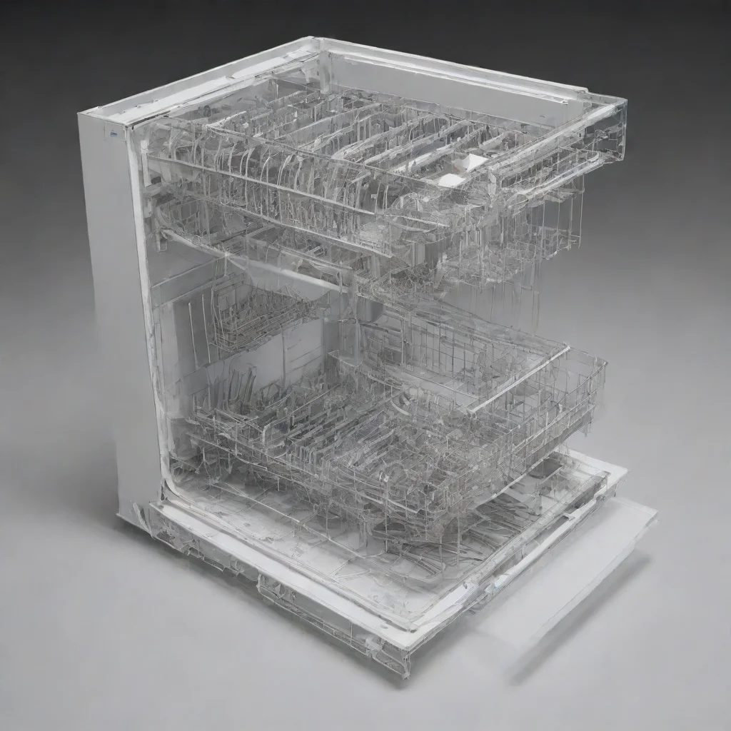 aiartstation art exploded view of a dishwasher with lines to each part with no name%2C make it look handdrawn and not made on a program confident engaging wow 3