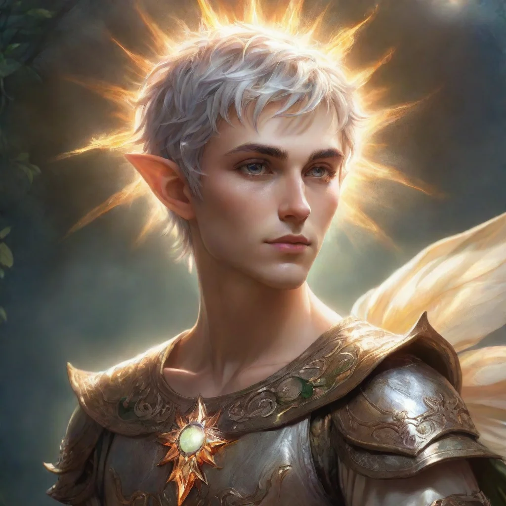 artstation art fae male elf short hair king celestial fantasy art sun  confident engaging wow 3
