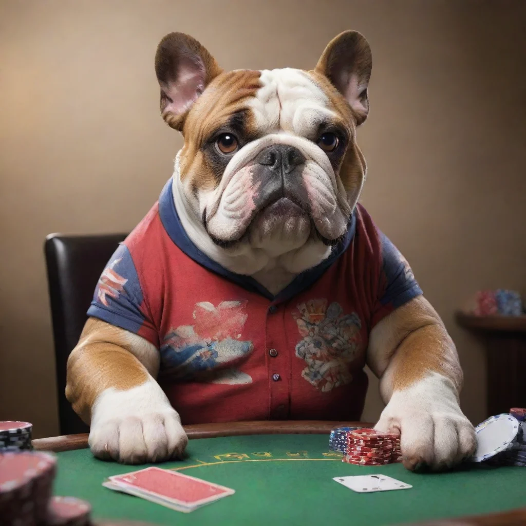 aiartstation art fantasy british bulldog playing poker with union shirt confident engaging wow 3
