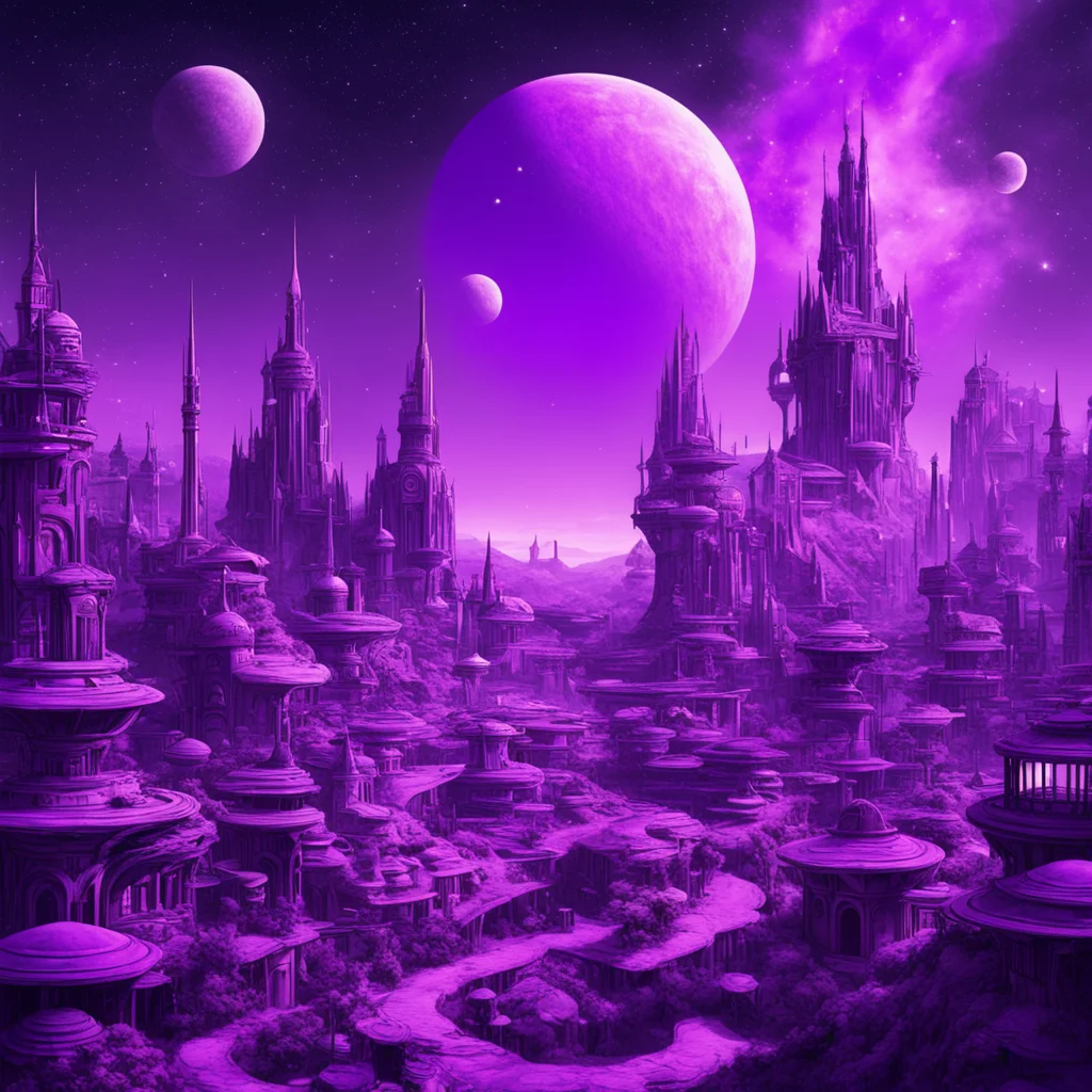 aiartstation art fantasy purple intergalactic town confident engaging wow 3